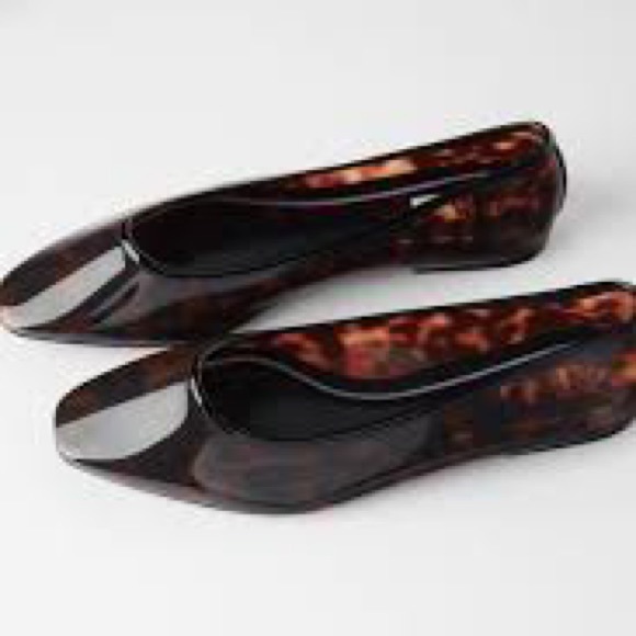 Zara Tortoiseshell Effect Ballet Flats - Picture 2 of 8